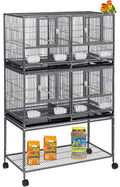 Double Stackable Center Divided Breeding Bird Cage - Double Rolling