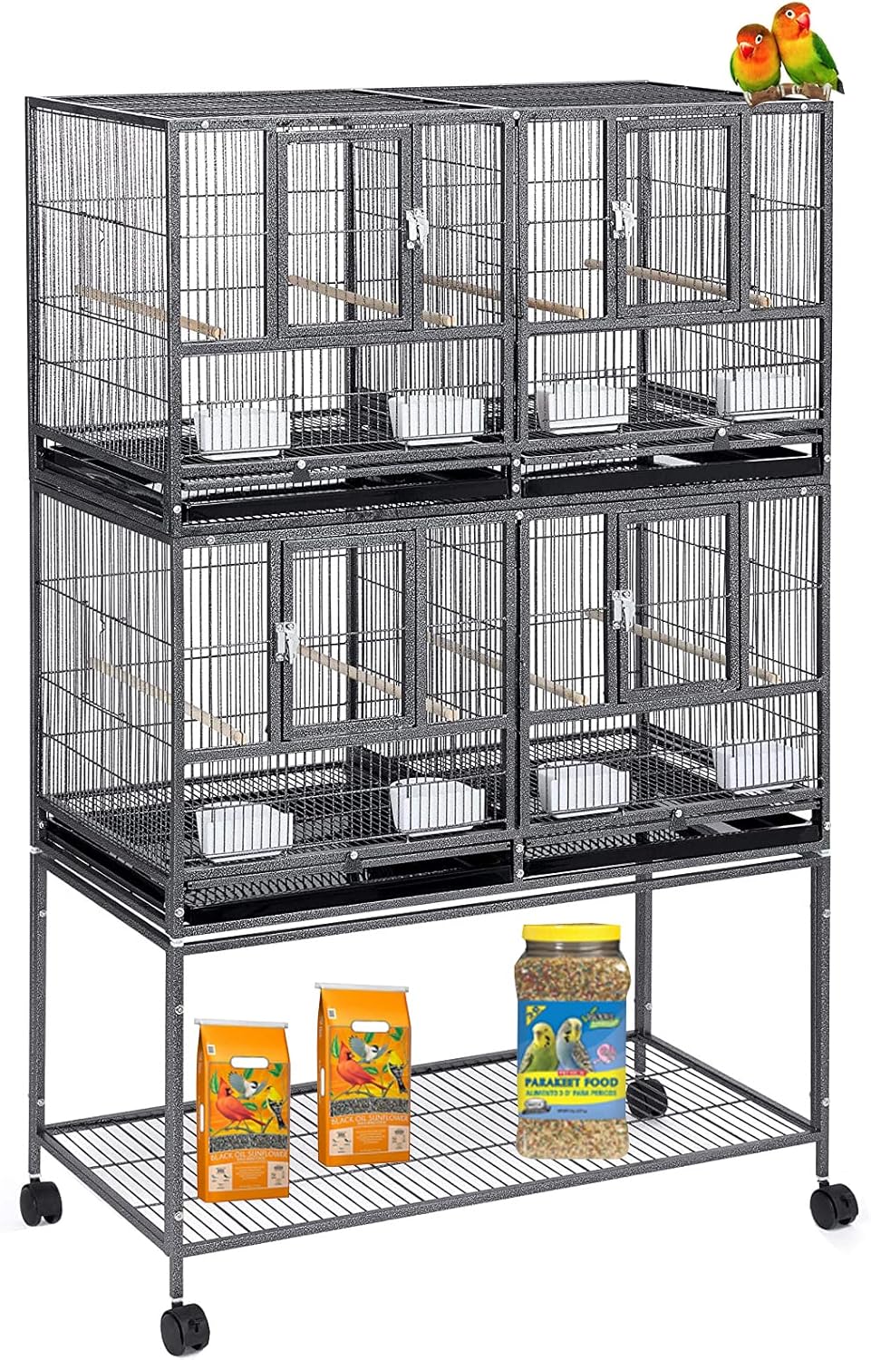 Double Stackable Center Divided Breeding Cage for Small Birds