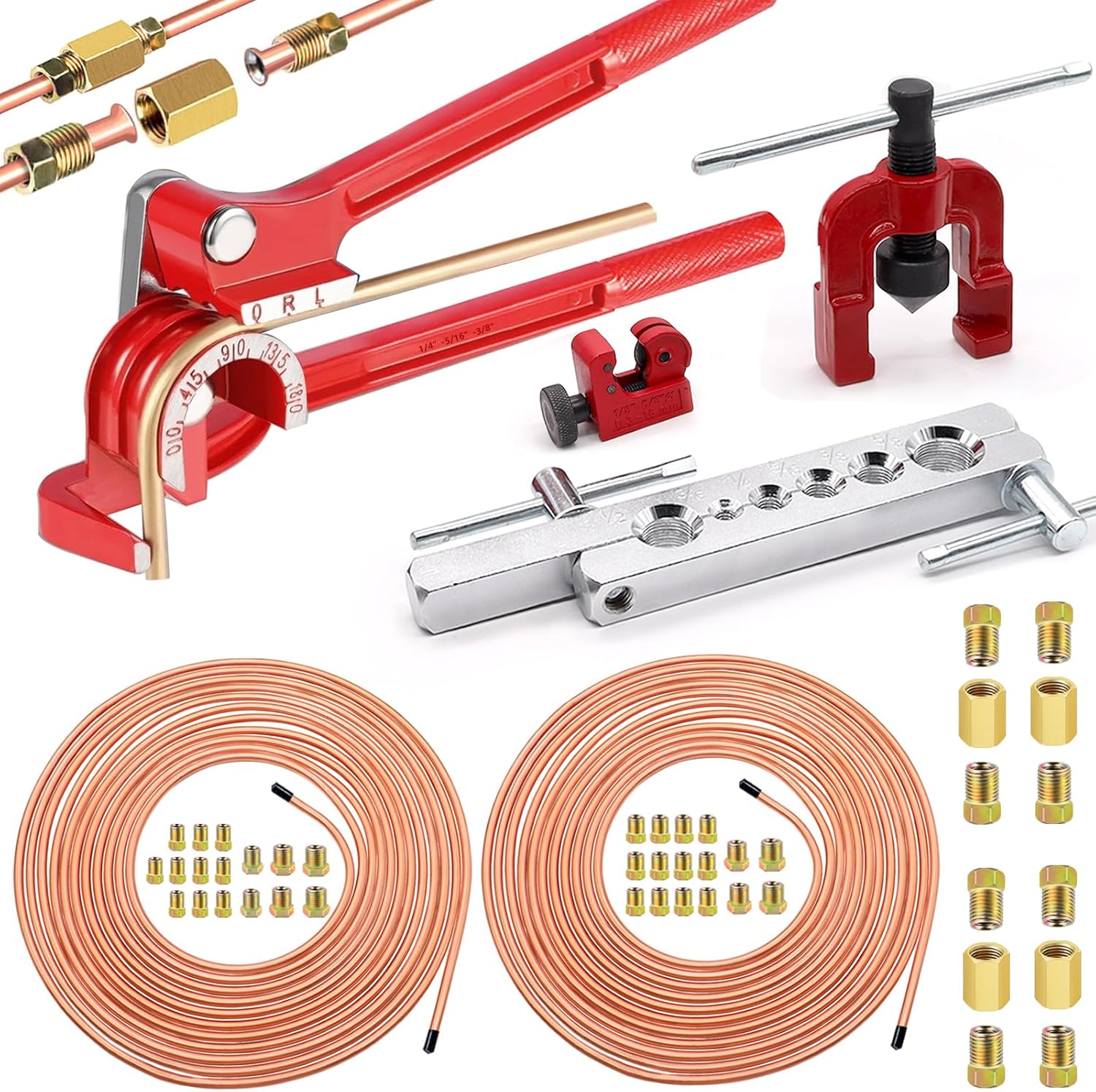 Brake Line Kit with 25 FT Copper-Plated Lines and Tools