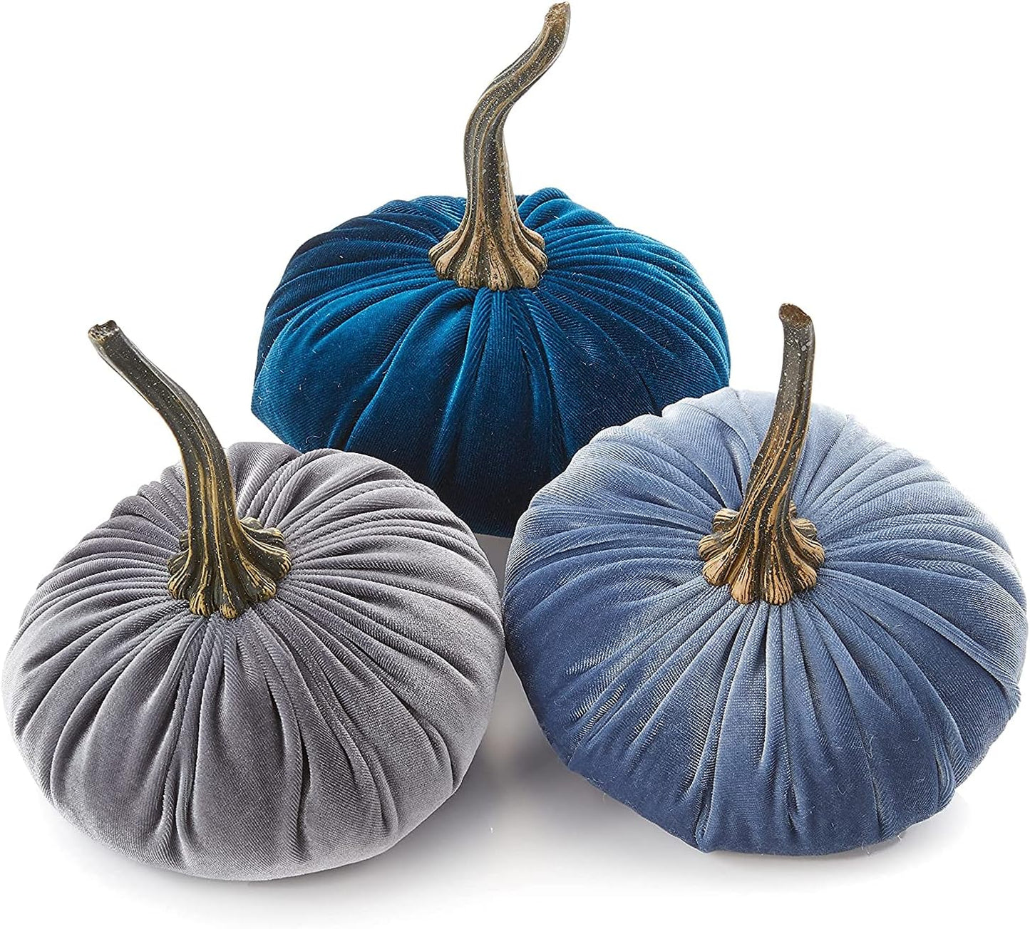 Set of 3 Velvet Pumpkins for Cozy Autumn Vibe Home Decor