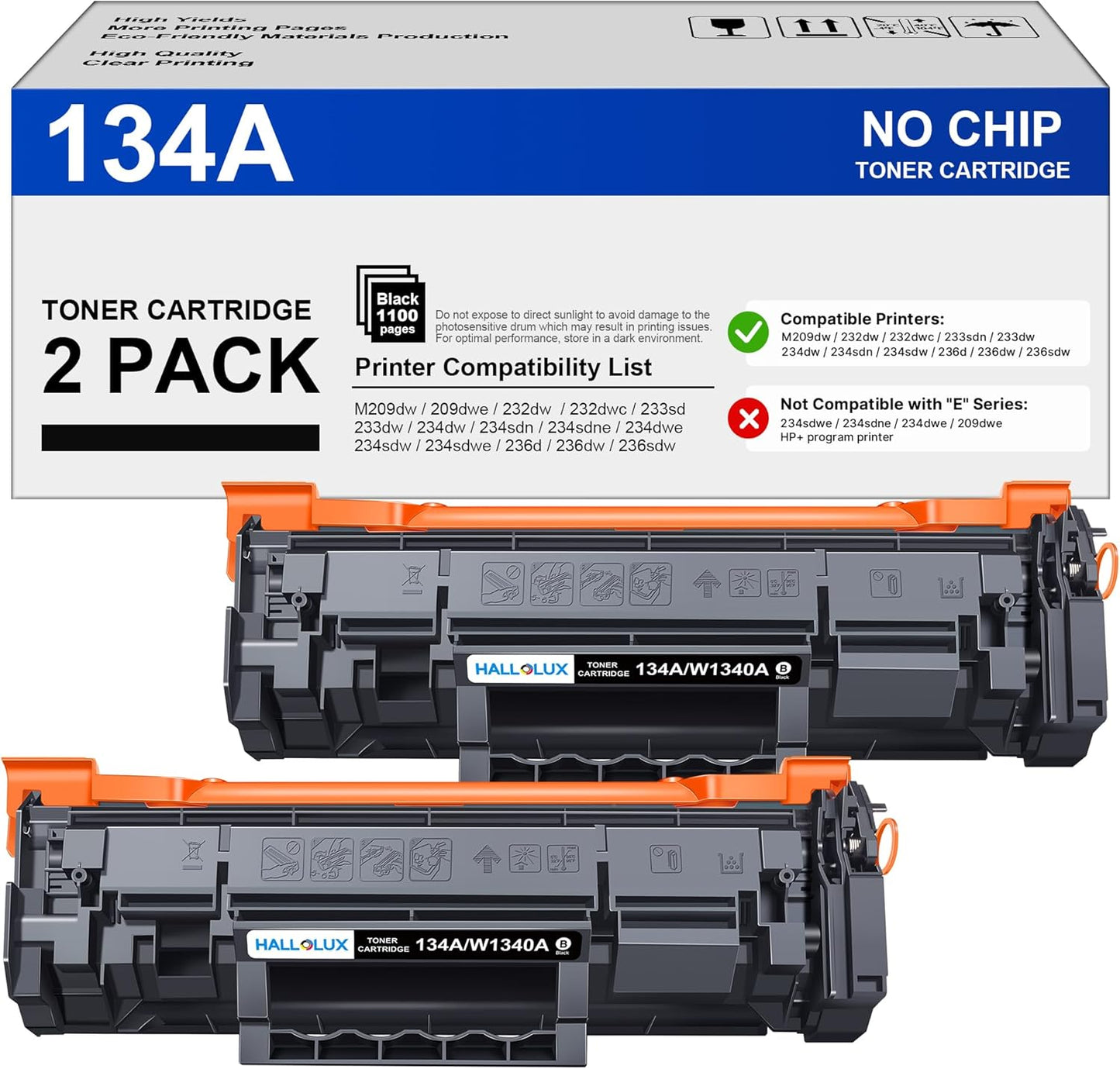 134A Black Toner Cartridge for HP Laserjet Printers - 2 Pack
