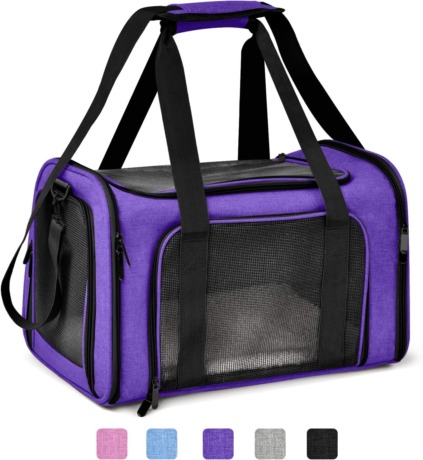 Large Cat Carrier for Dogs and Cats Up to 25Lbs - Purple