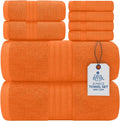 DAN RIVER 8 PC Luxury Bath Towels - Soft, Absorbent Orange