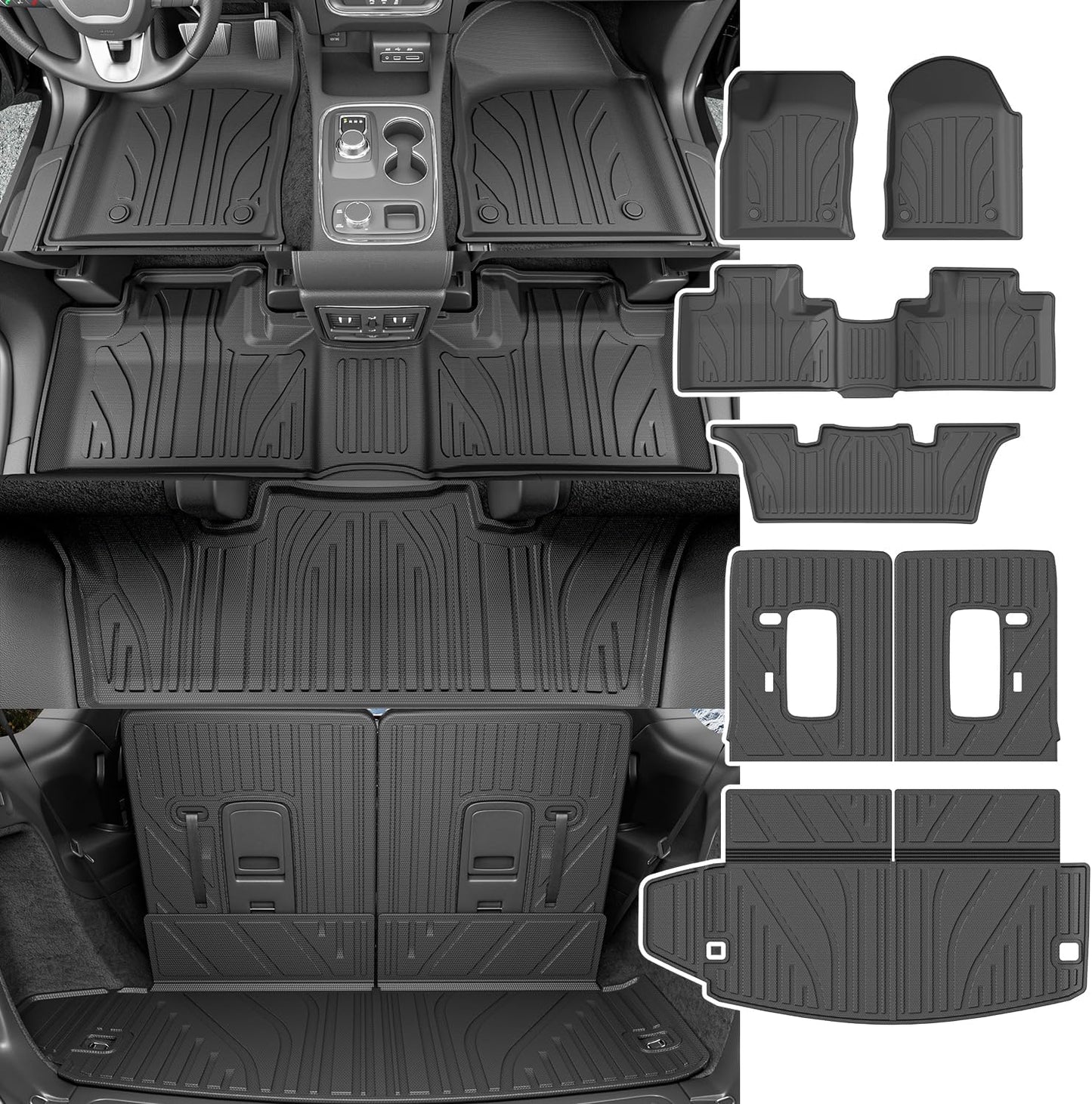 6 Seats Floor Mat Set for 2016-2025 Dodge Durango Accessories