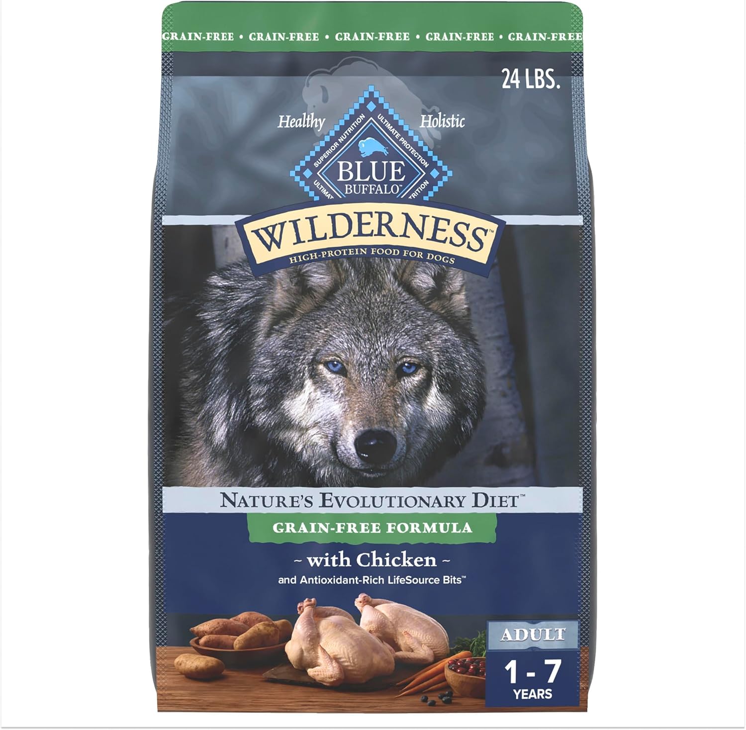 Blue Buffalo Wilderness High-Protein Grain-Free Dog Food 24-lb
