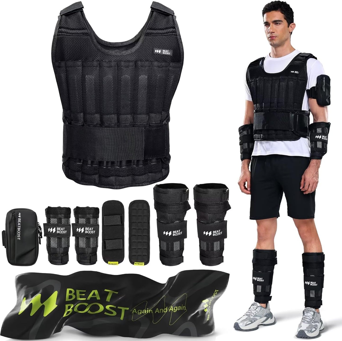 Weighted Vest for Men Adjustable 20lb to 60lb for Training