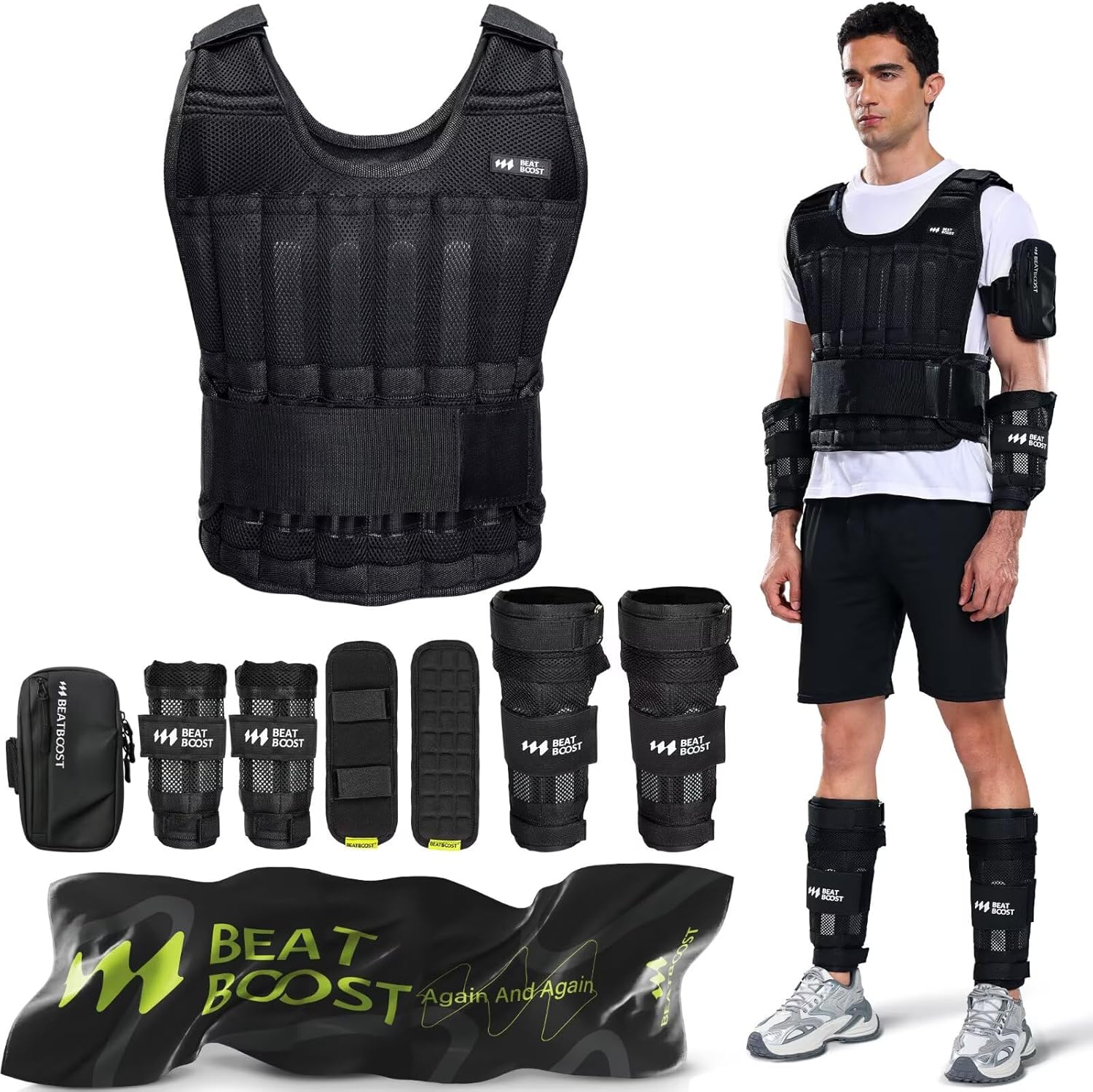Weighted Vest for Men Adjustable 20lb to 60lb for Workouts