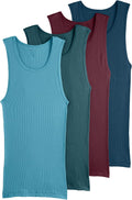 100% Cotton A-Shirt Tank for Men - 4 Pack Semi-Fitted Undershirts