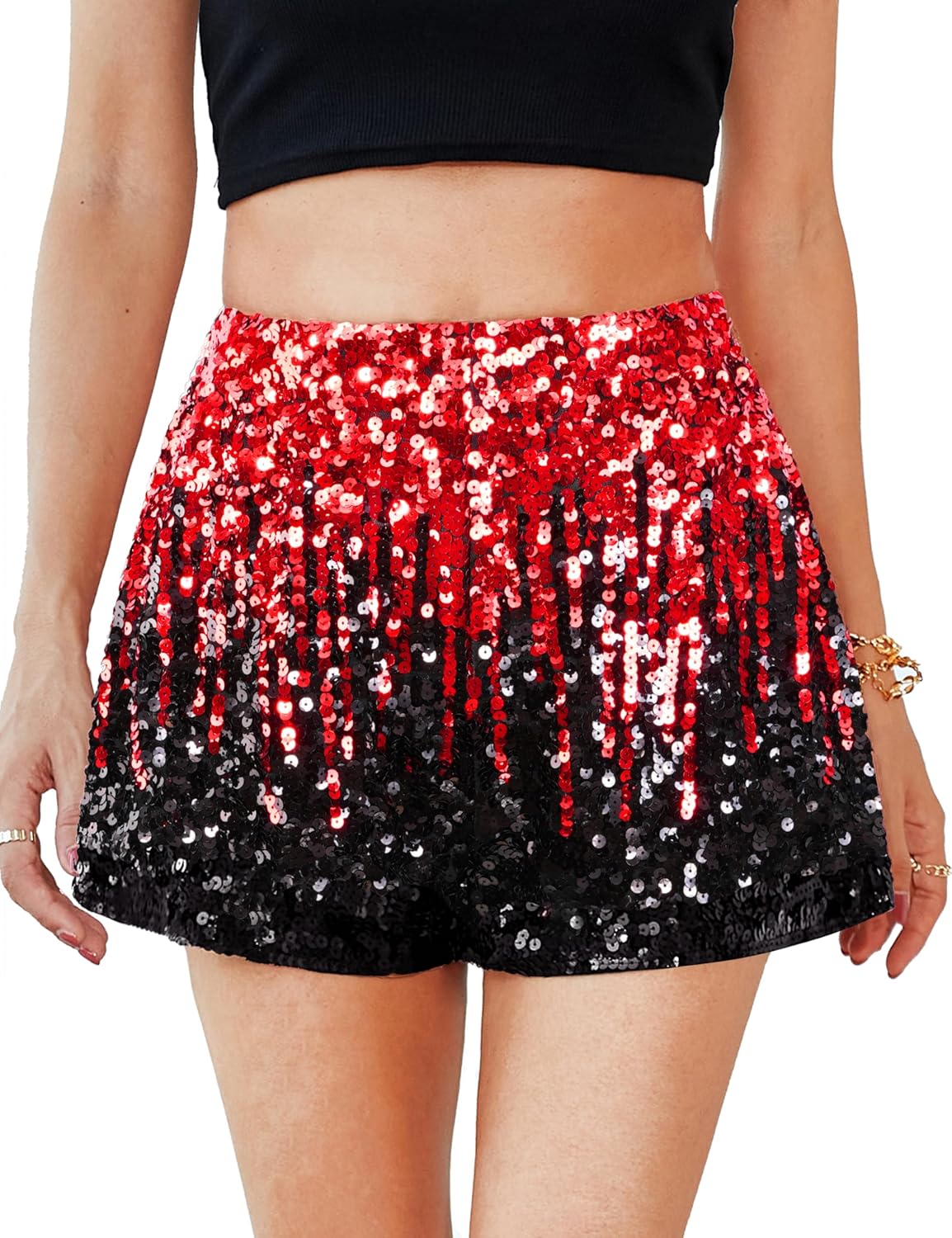 High Waisted Sequin Shorts for a Sparkly Night Out Party
