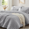 Zzlpp King Comforter Set 7 Pieces Seersucker Bed in a Bag - Soft