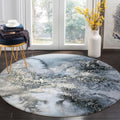 Marble Pattern Washable Round Rug 5ft 3in Ft - Soft Non-Slip Circle