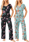 Ekouaer 2 Pack Womens Pajamas Short Sleeve Sleepwear Sets - Soft made
