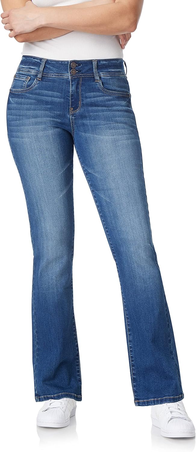 WallFlower Women's Ultra Slim Bootcut Mid-Rise Jeans for Comfort
