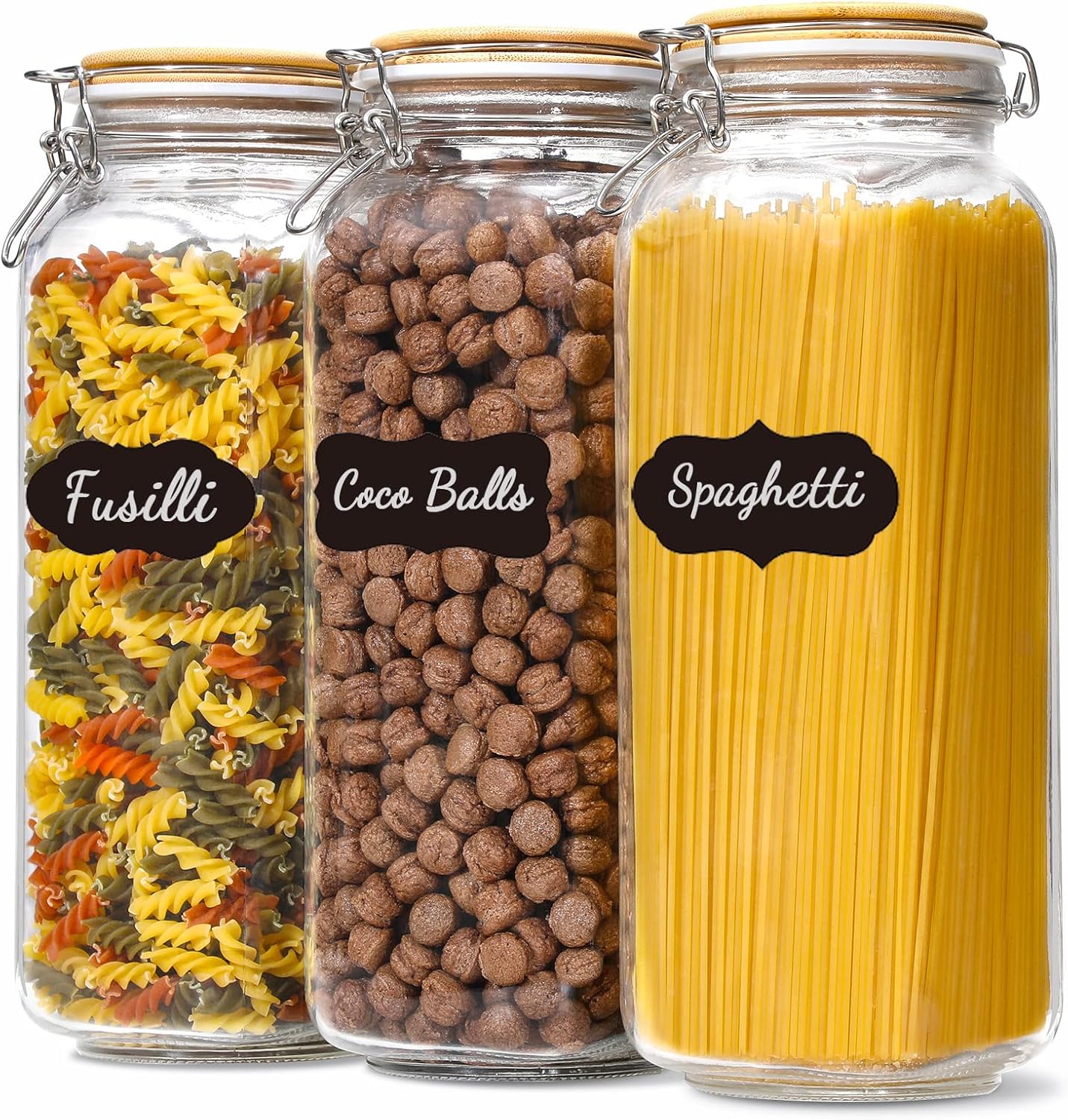 92oz Airtight Glass Jars for Kitchen Pantry Storage - 3 Pack
