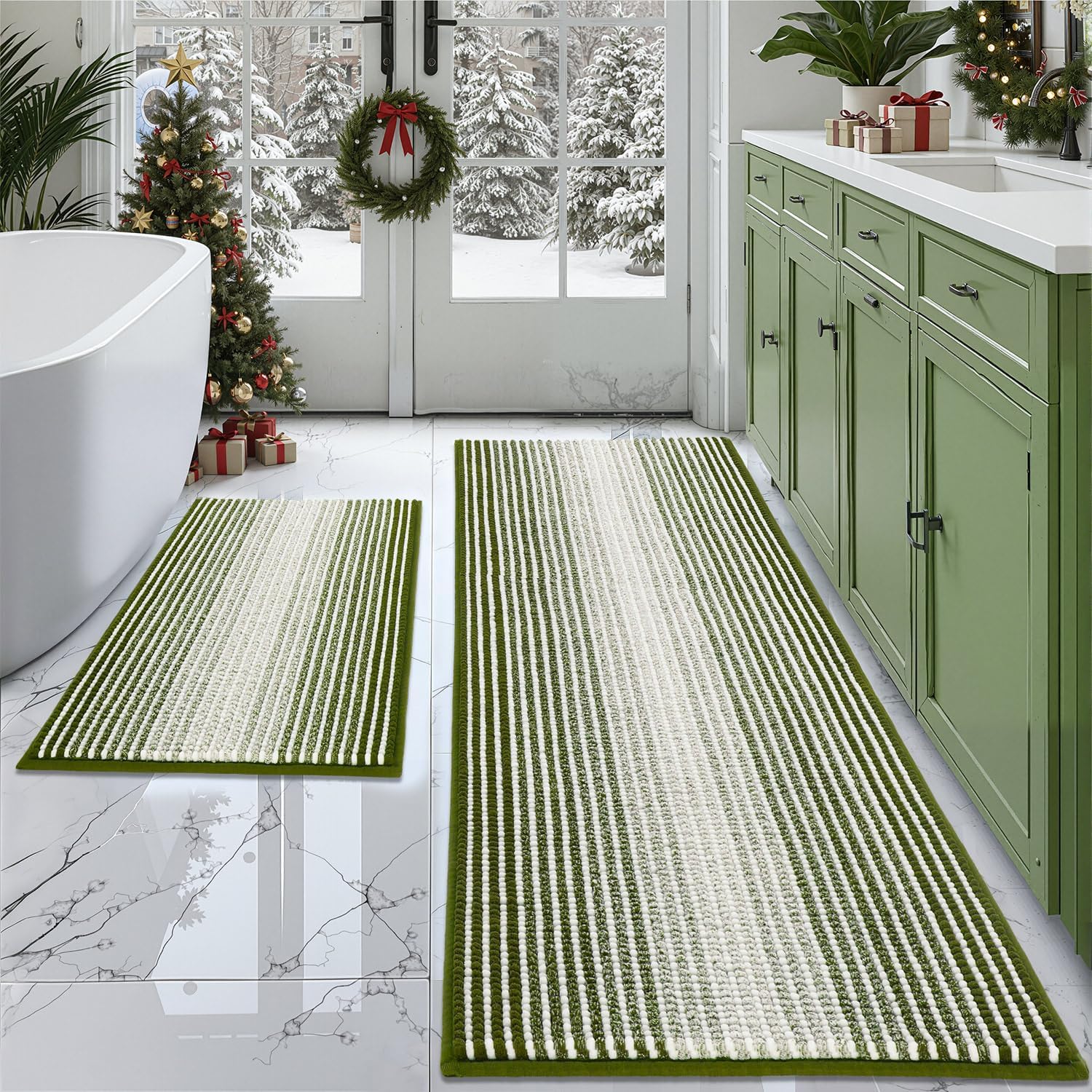 BSICPRO Thick Chenille Bath Mat Set for Ultimate Comfort