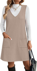 Zeagoo Women's Sweater Vest Dress V Neck Sleeveless - Pocketed Fall