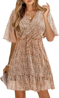 Women's Summer Ruffle Mini Dress - Flowy Floral V Neck