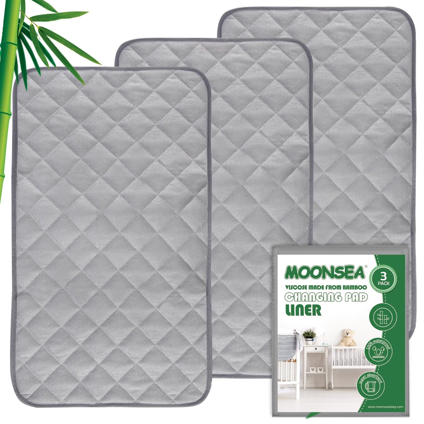 Non-Slip Waterproof Changing Pad Liner 3 Pack - Moonsea