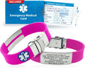 Sport Medical Alert Bracelet for Men & Women Pink - Adjustable Custom