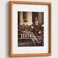 Heimlove 11x14 Picture Frame Natural Teak with Mat - Handmade Wood