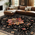 Area Rugs 8ftx10ft Washable Non-Slip Floral Vintage Distress Print