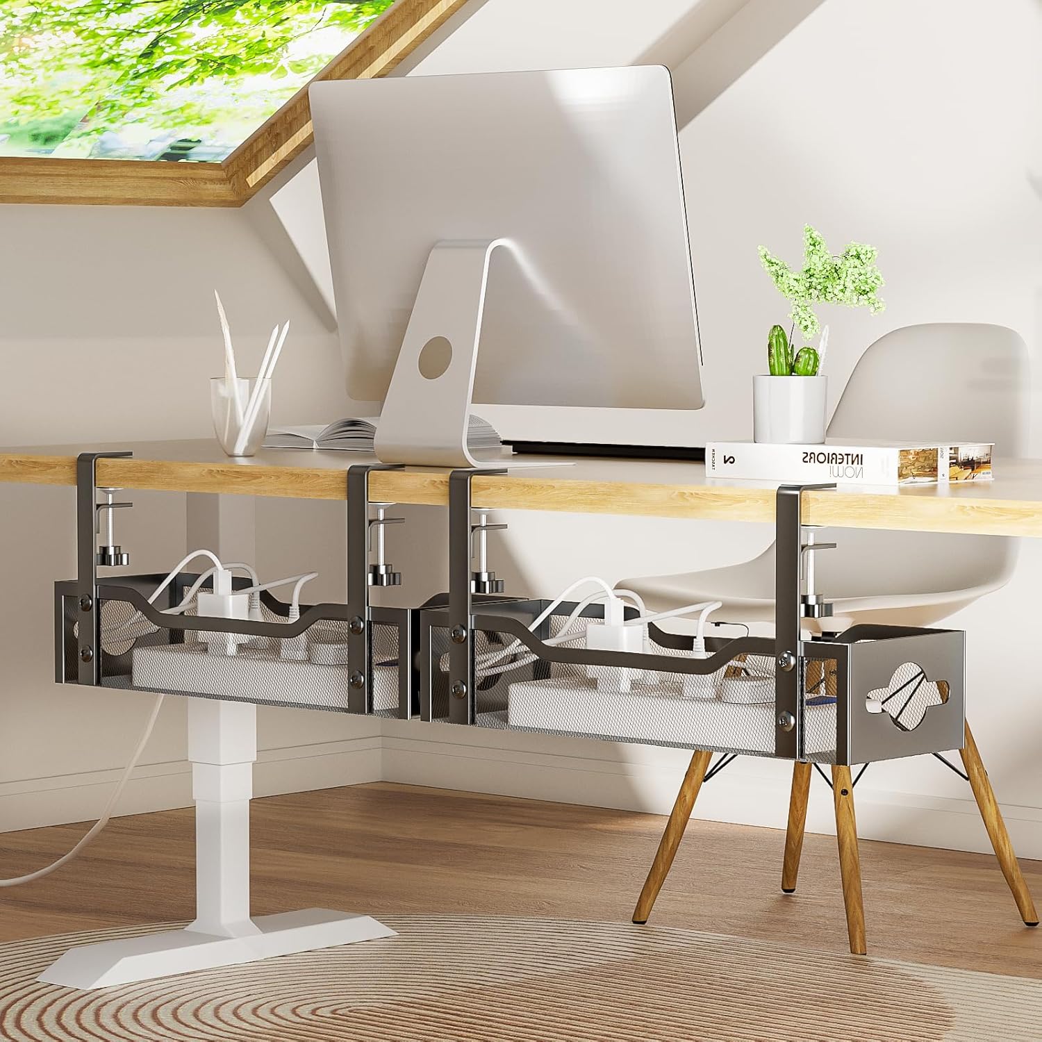 Litwaro Under Desk Cable Management Tray for Easy Organization