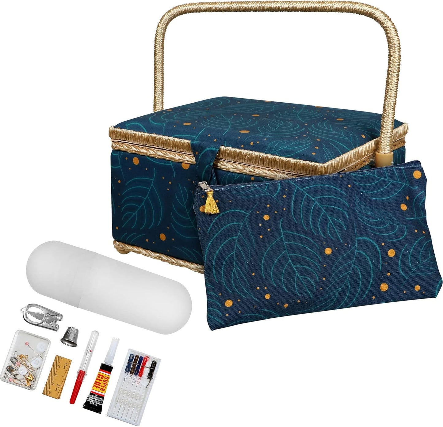 SINGER Large Floral Sewing Basket for Easy Organization On-The-Go