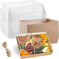 Sturdy 50 Pack 7x5 Charcuterie Boxes with Clear Lids for Food