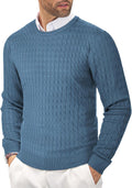 Men's Crewneck Cable Knit Sweater Slim Fit Lightweight - Casual Shoes