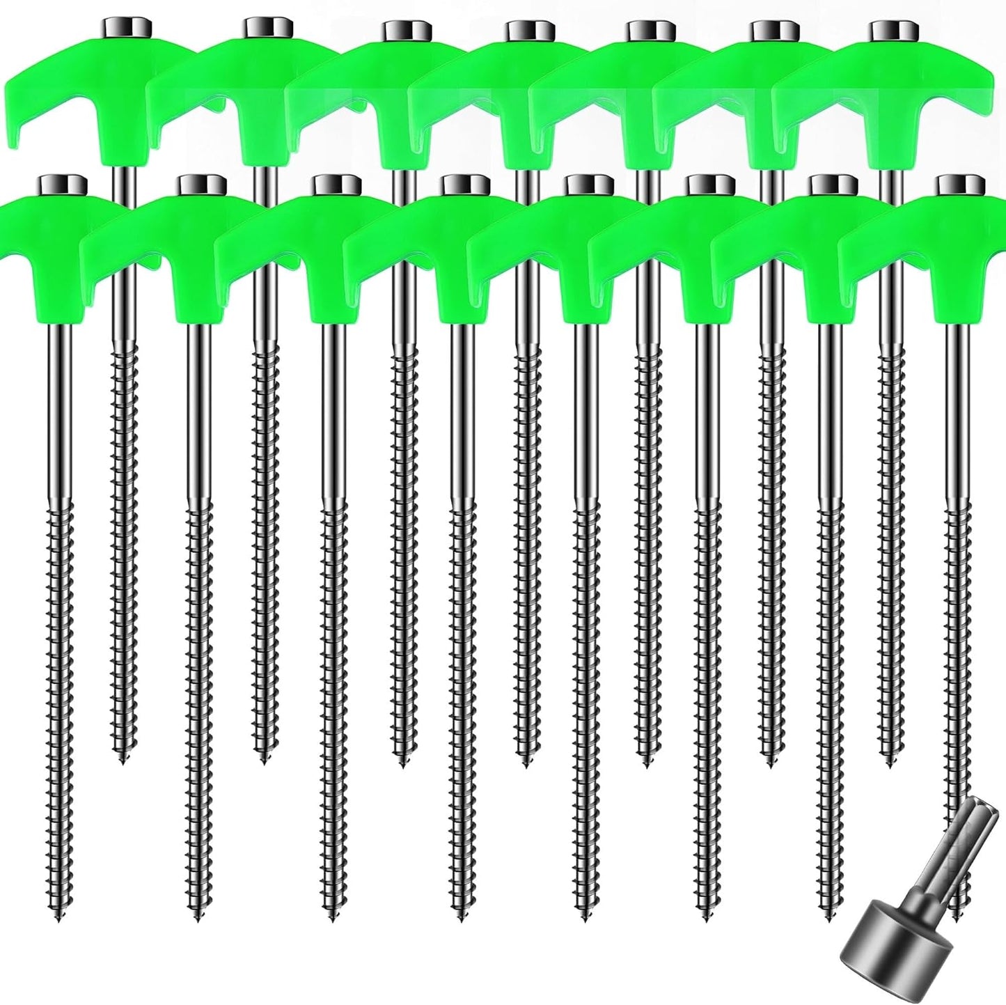 15-Pack Heavy Duty Screw-in Tent Stakes for Secure Anchoring