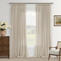 Beige Linen Pleated Curtains 96 in Long - Soft Light & Privacy