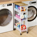 Slim Storage Cart 4 Tier Narrow Rolling Cart for Small Spaces