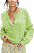 Women's Half Button Down Pullover Knit Sweater Tunic - Casual Comfort