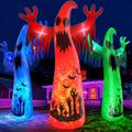 12 Ft Halloween Inflatable Ghost with 3 Color Rotating Flame Lights