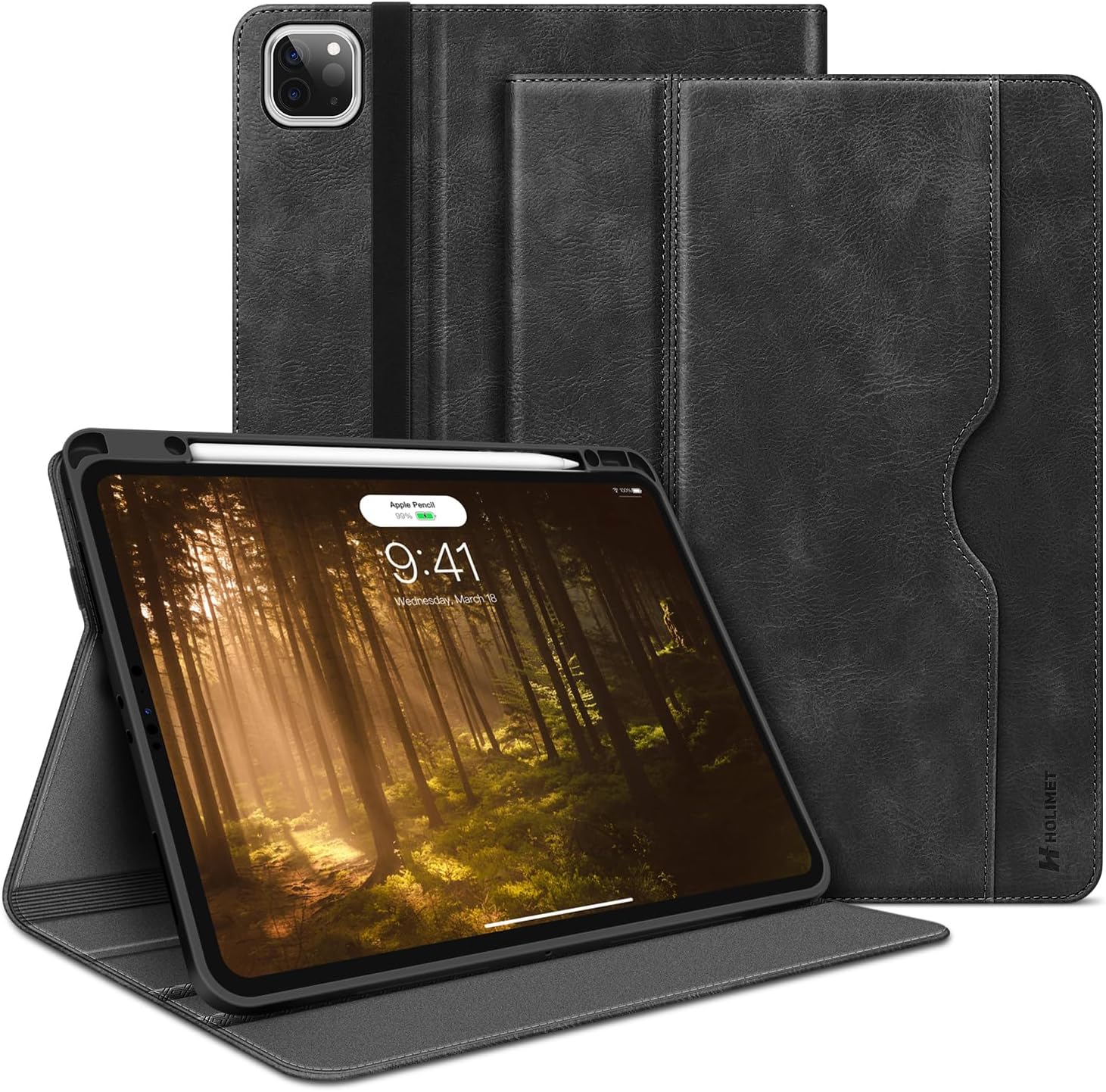 H HOLIMET Case for iPad Pro 12.9 with Pencil Holder and Stand