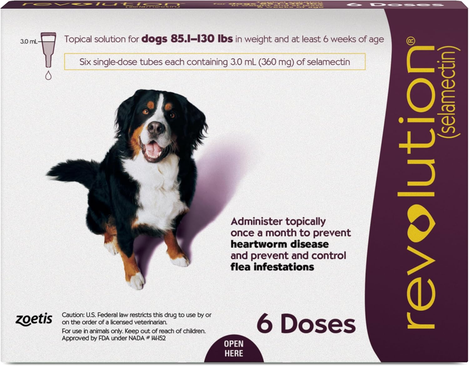 Revolution Topical Solution for Dogs 85.1-130 lbs - 6 Tubes