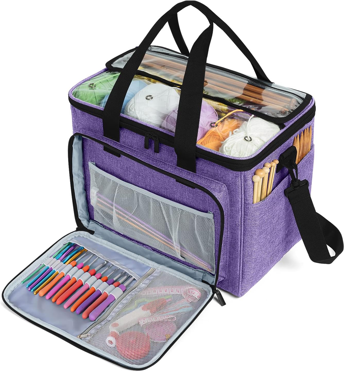 Teamoy Knitting Bag - Spacious Yarn Tote Organizer for Projects