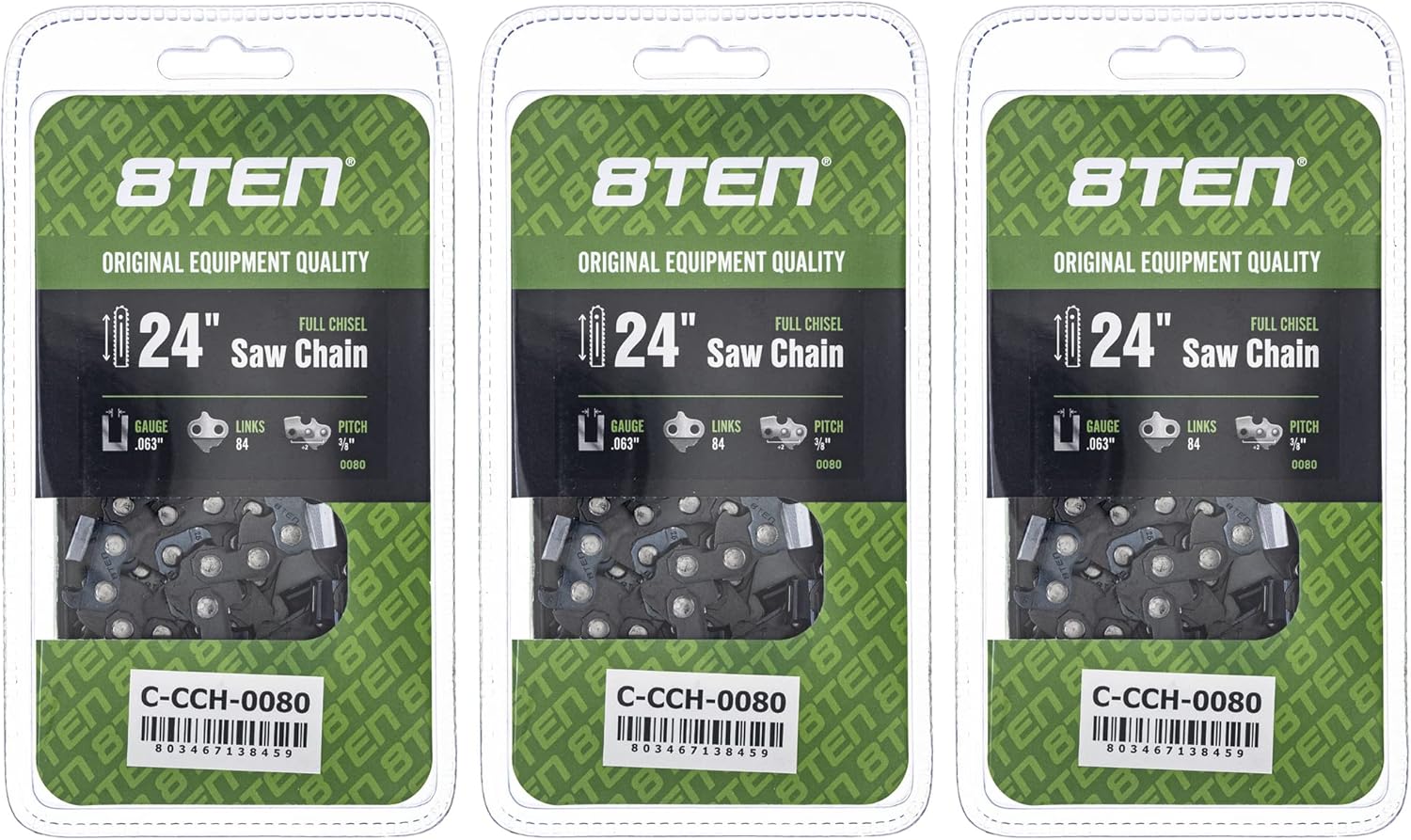 8TEN Full Chisel Chainsaw Chain 24 Inch for Husqvarna and More