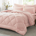 Queen Comforter Set 7 Piece Pink Bed in a Bag - Lightweight All-Season