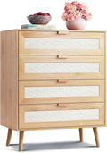 WLIVE Rattan 4-Drawer Dresser for Bedroom - Boho Storage
