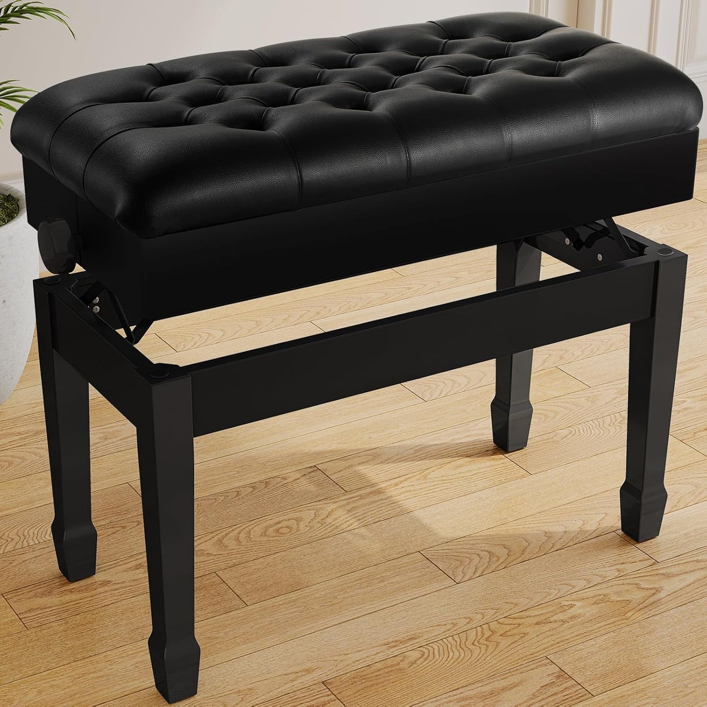 LIFERUN Wooden Adjustable Piano Bench with Storage and Comfort