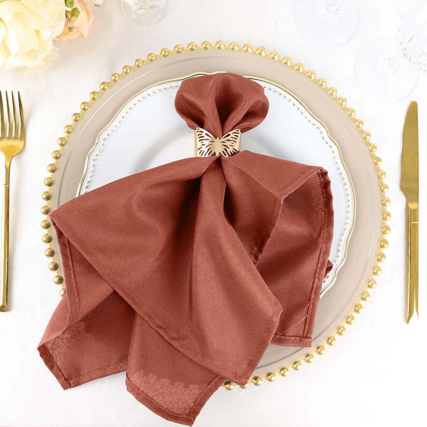 Terracotta Seamless Dinner Napkins Set of 100 for Events