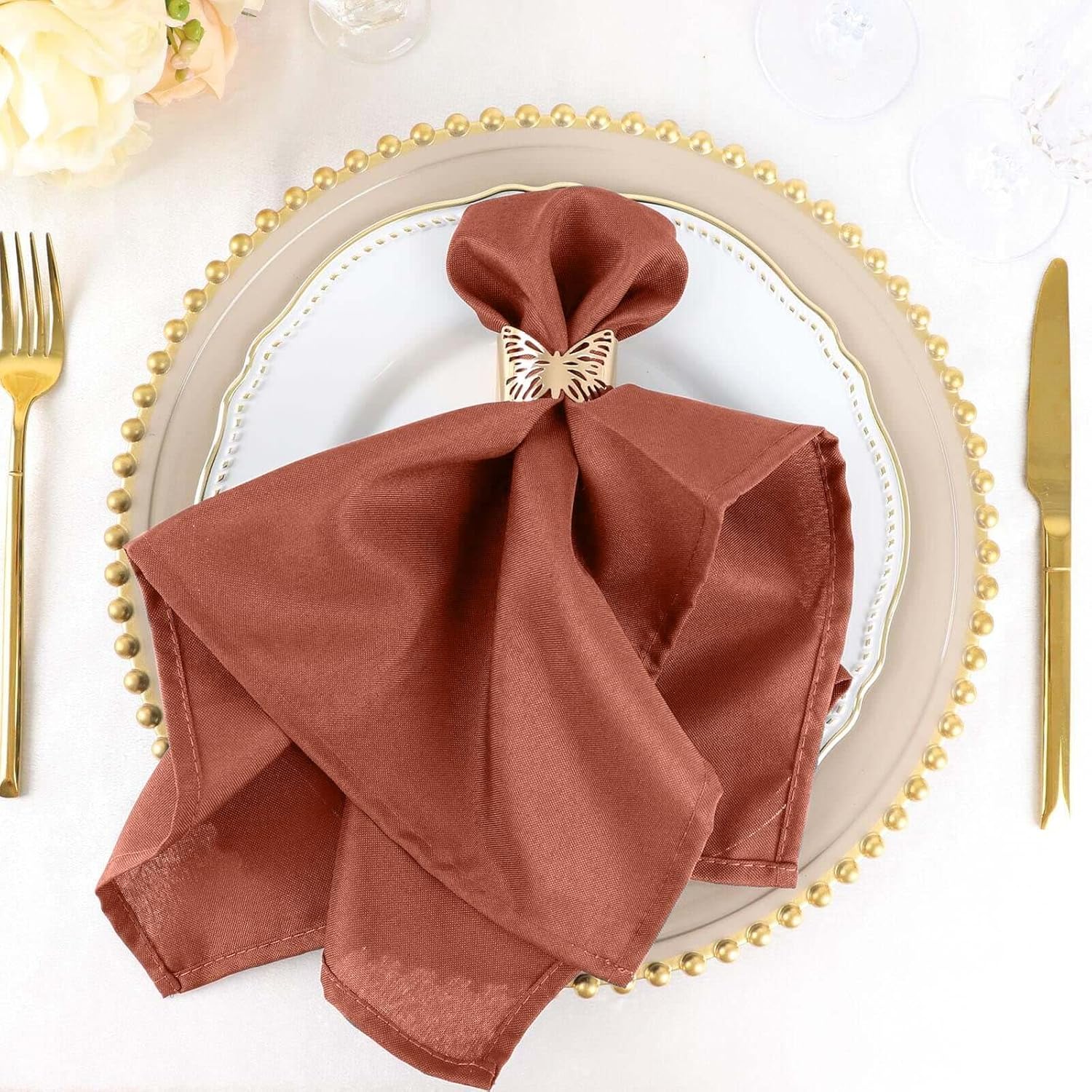 Terracotta Seamless Dinner Napkins Set of 100 for Events