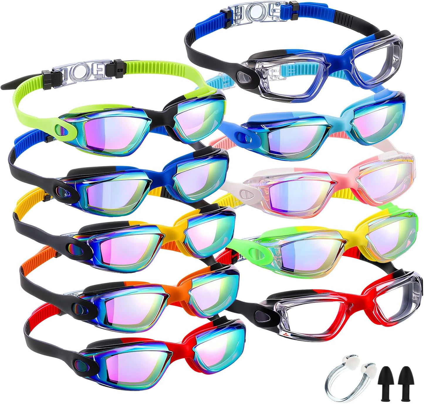 Konohan 10 Pack Swim Goggles for Kids and Adults - Anti Fog