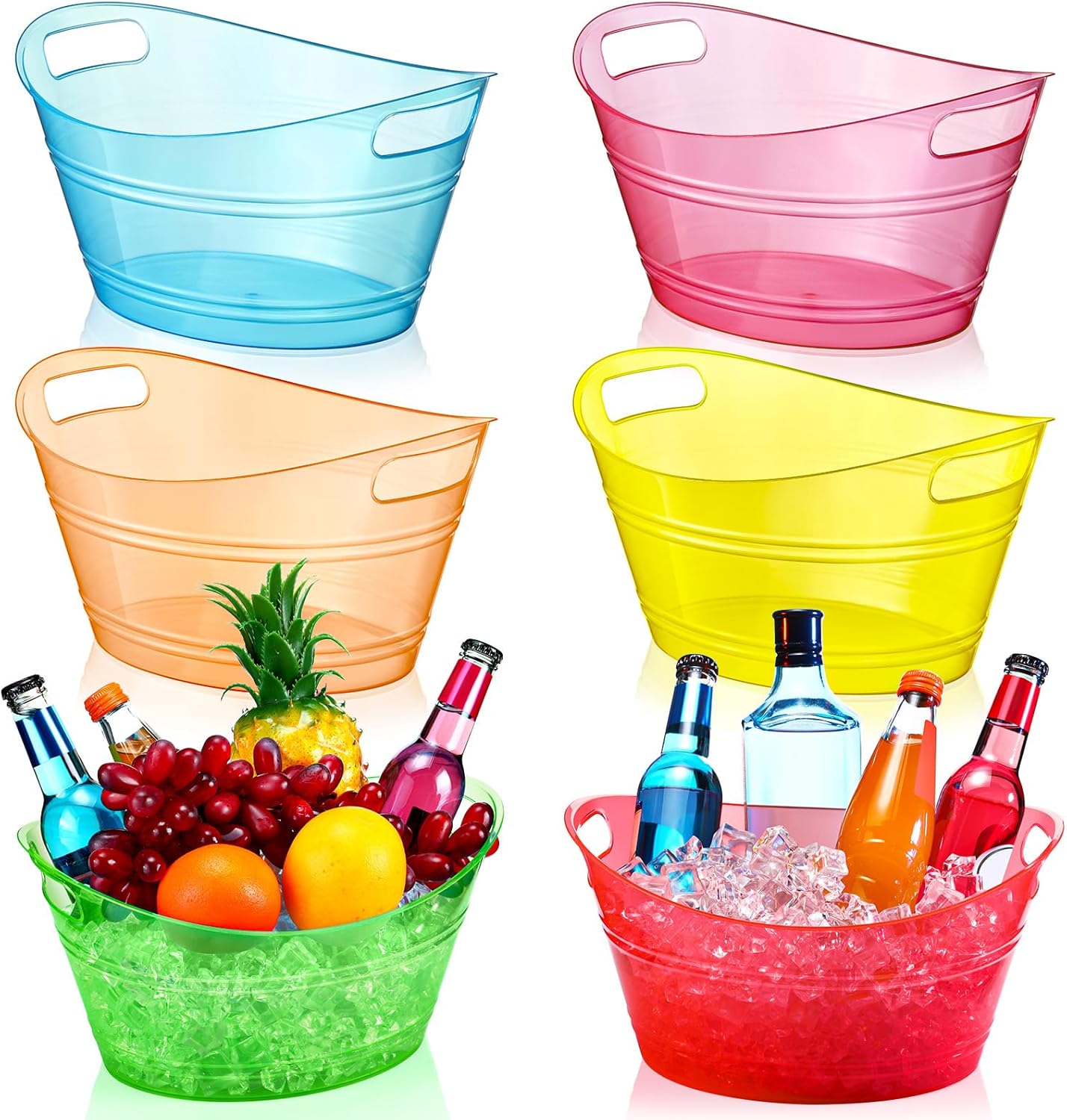 Meekoo 6 Pcs Plastic Ice Buckets for Parties and Events