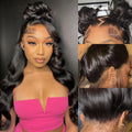 360 HD Full Lace Front Wig 30 in Body Wave - Natural High Ponytail