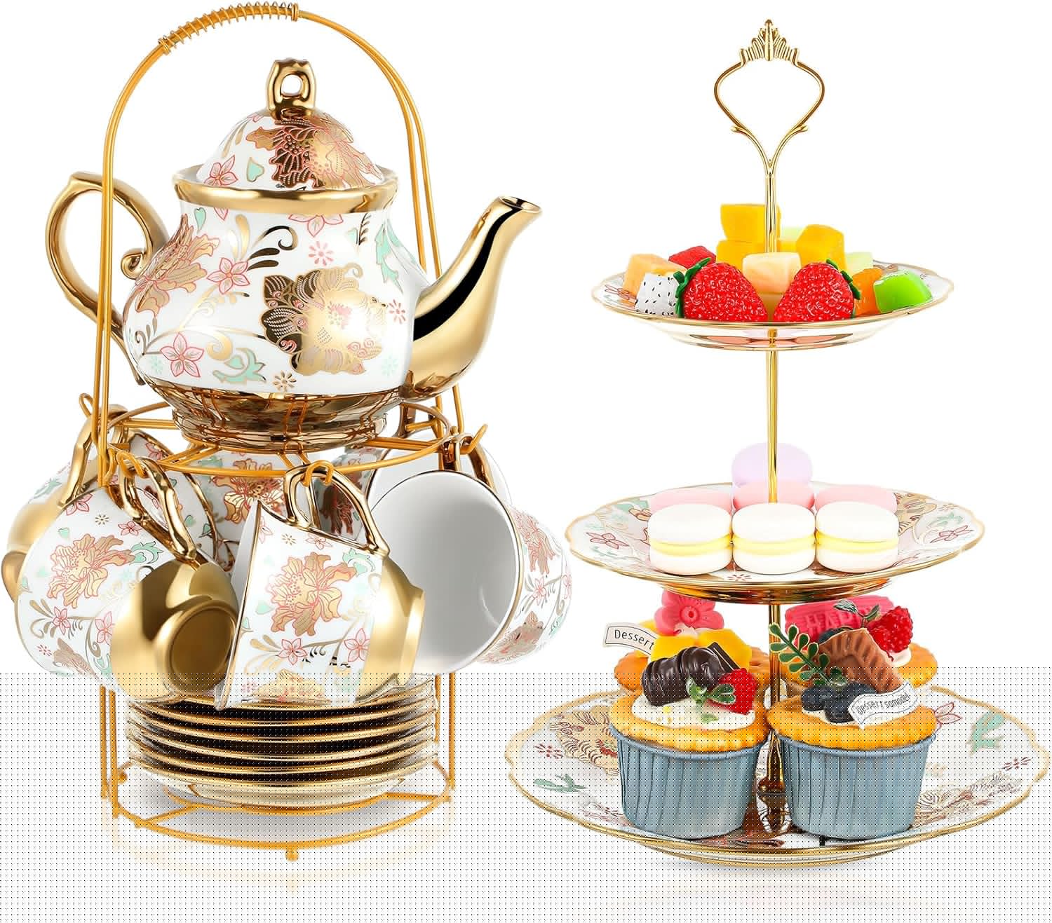 Maxcheck 21 Pcs Tea Party Set for Adults with Cake Stand