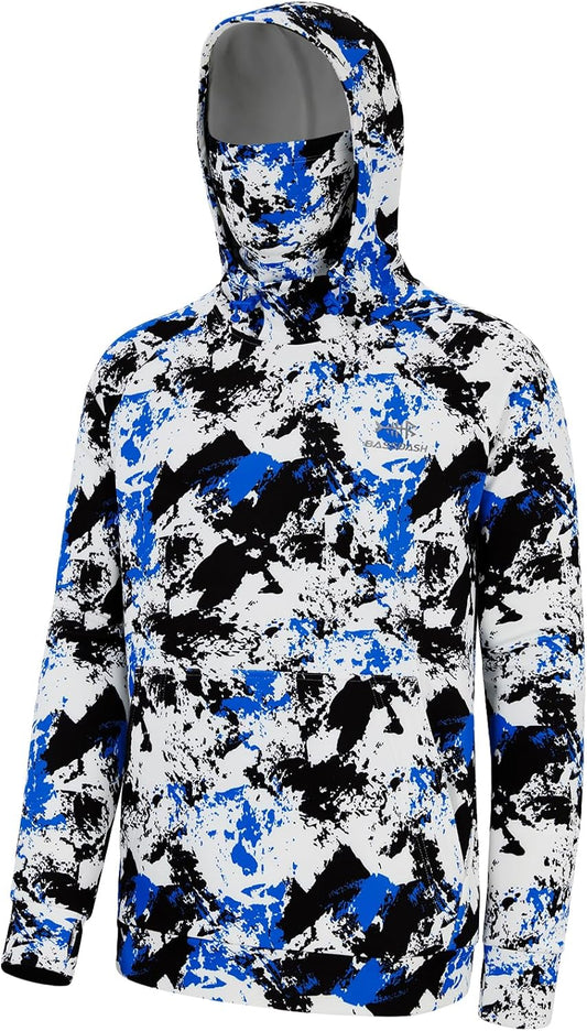 BASSDASH Mens Fishing Fleece Hoodie with Neck Gaiter for Comfort