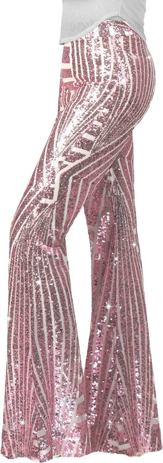 Nawgut Sequin Flare Pants for Disco Party Clubwear Women