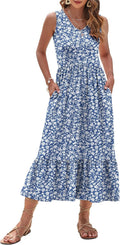 Womens Maxi Dress 2025 Sleeveless V Neck Tiered Sundress AUSELILY